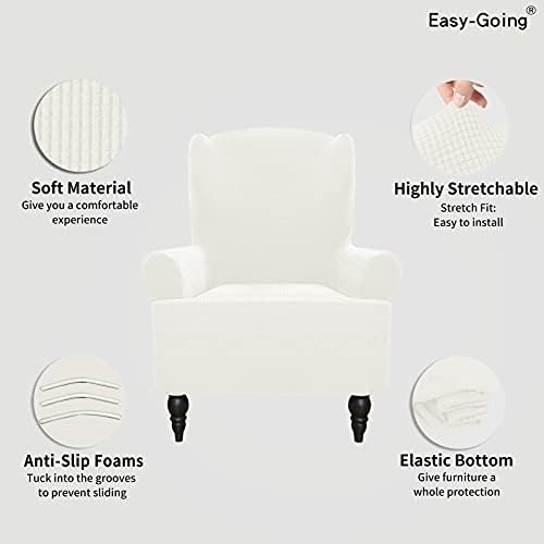 Easy-Going Stretch Wingback Chair Sofa Slipcover Cream
