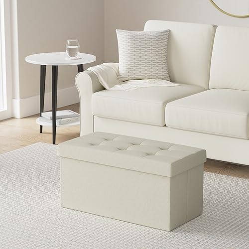 SONGMICS 30 Inches Folding Storage Ottoman Bench, Load 660 lb