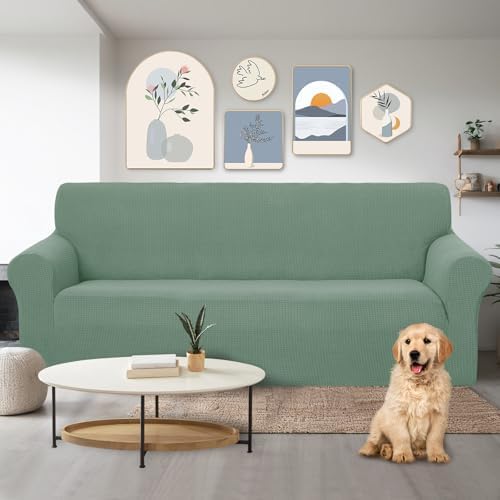 U-NICE HOME Stretch Couch Cover Slipcover for 3 Cushion Sofa, Cyan
