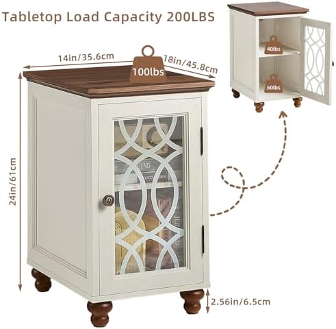 Joaxswe Narrow Side Table with Glass Door Storage