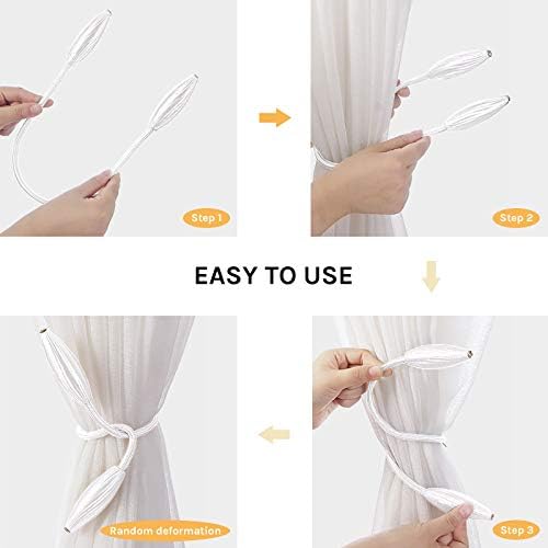 NICEEC 4 Pack DIY Curtain Tiebacks Clips Crystal Decorative Creative Twist Drape Tie Backs European Style Random Modelling Curtain Holdbacks for Home Kitchen Office Window Drapery (White)