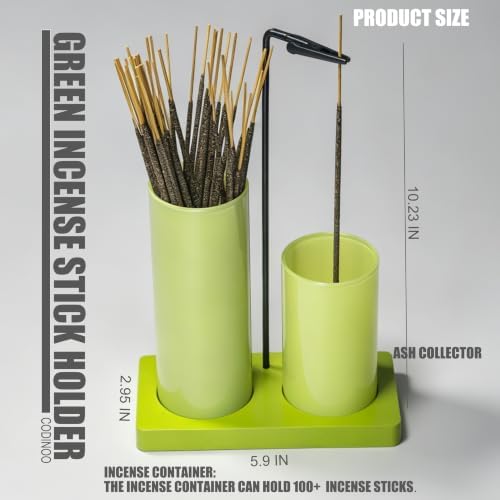 2 in 1 Incense Burner Holder for Sticks,Glass Incense Holder with Storage,Upside Down Incense Holder for Sticks with Glass Ash Catcher for Meditation Yoga Spa Room Home Decor[Completely Light Green]