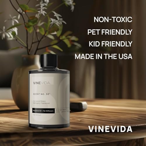 VINEVIDA Mahogany Teakwood Fragrance Oil for Cold Air Diffusers - 16 Fl Oz - Essential Oils for Diffuser Oil Refill & Air Freshener Room Spray