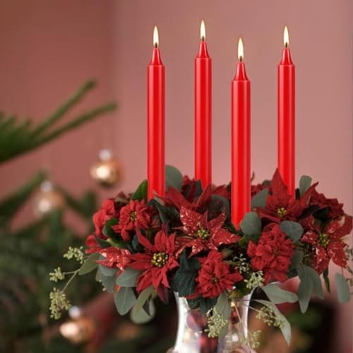 Red Taper Candles, Unscented Spell & Chime Candles, 4 Inch, 100% Cotton Wick, 2-Hour Burn Time, 40 Pack