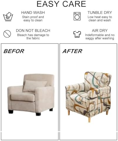 Accent Chair Covers with Arms Stretch Mid Century Modern Accent Chair Slipcovers 1-Piece Printed Banquet Arm Chair Cover Couch Sofa Covers Protector for Living Room Office Hotel #9