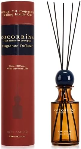 COCORRÍNA Reed Diffuser 8.5 oz Large Capacity Red Amber Scent