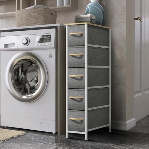 Sorbus 5-Drawer Narrow Dresser for Bedroom (Beige)