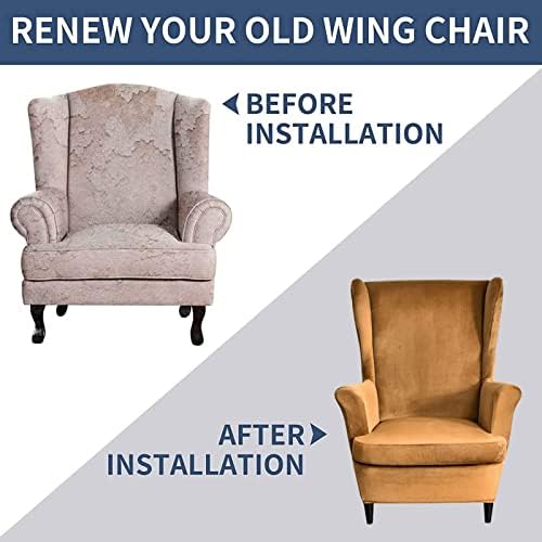 NILUOH Stretch Velvet Wingback Chair Slipcovers 2-Piece