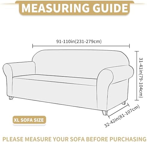 JIVINER 1 Piece Couch Cover for 3 Cushion Couch, Stretch Extra Large Sofa Covers with Elastic Bottom, Washable Oversized Sofa Slipcovers Feature Geometrical Jacquard Fabric (XL Sofa, Beige)
