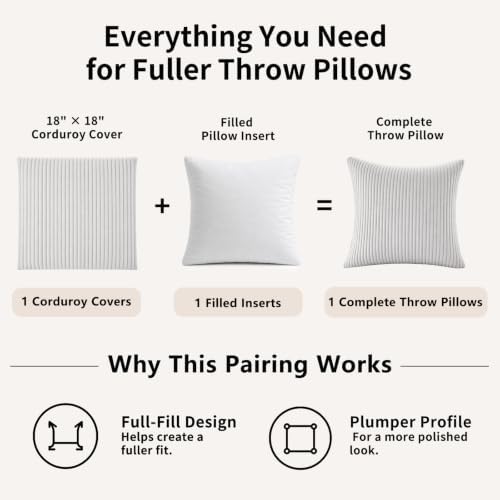 1 Pack 18 x 18 Decorative Throw Pillows with Insert Included
