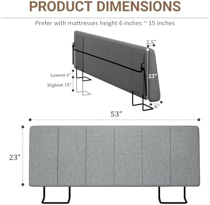 Full Size Headboard Only-No Assembly Required, Dark Gray