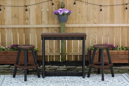 Patio Bar Set: Multiple Color Options, with or Without Stools, Durable & Stylish, USA Made - Perfect for Outdoor Spaces. (Black/Espresso, Single Bar with 2 Barstools)
