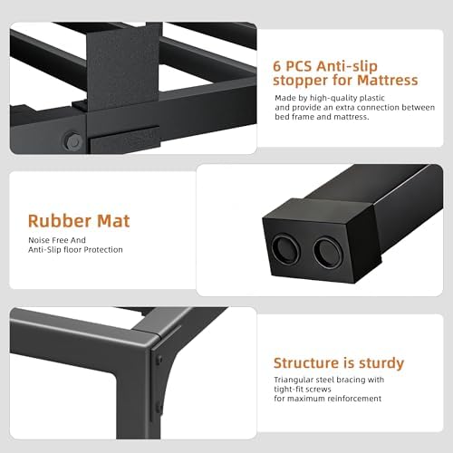 12 Inch Metal Twin Bed Frames with Stable Steel Support, Noise-Free