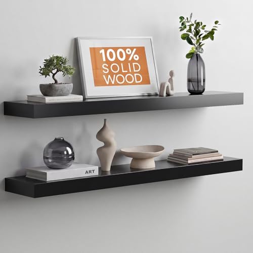Homeforia 36 Inch Floating Shelves, High-End Solid Pine Wood, Set of 4