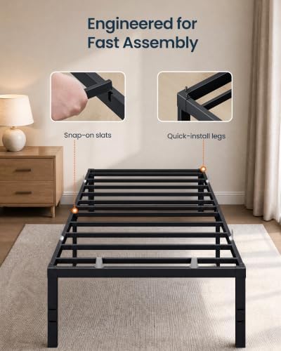 SONGMICS HOME Twin Metal Bed Frame, Under-Bed Storage, Load 550 lb