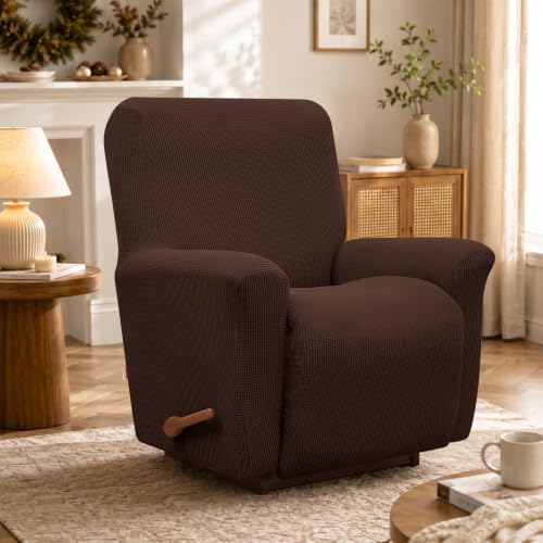 KEKUOU Recliner Chair Covers, 1-Piece Lazy Boy Recliner Covers, Chocolate