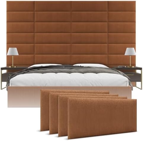 Vänt Wall Mounted Headboard Panels, Queen/Full, Ribbed Terracotta