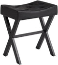 IBUYKE U-Shaped PU Vanity Stool, X-Leg Makeup Chair, Black WBD019B