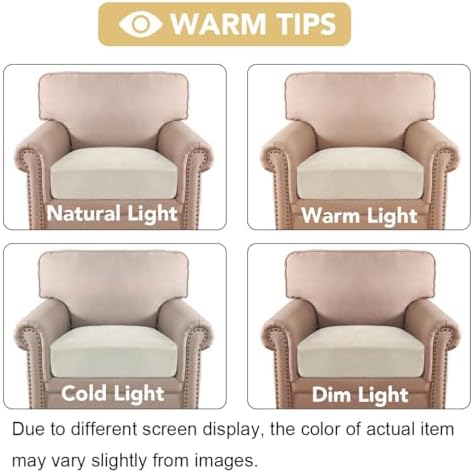 H.VERSAILTEX Velvet Stretch Couch Cushion Cover Plush Cushion Slipcover for Chair Cushion Furniture Protector Seat Cushion Sofa Cover (1 Piece Armchair Cushion Covers, Butter Cream)