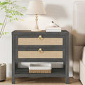 Eclatara Large Rattan Night Stand with 2 Drawers and Storage Shelf
