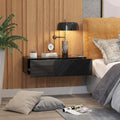 HedoAjim Black Modern Floating Wall Mounted Nightstand with Drawer Storage Wood Bedside Table Small Wall Shelf for Bedroom Living Room