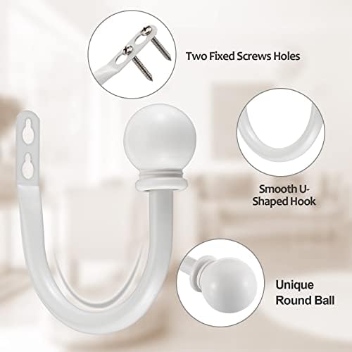 Sumnacon Curtain Holdbacks 2 Pcs Wall Mounted Curtain Tiebacks,White