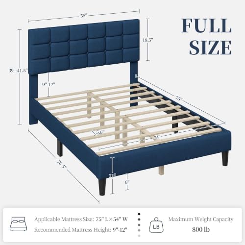 Yaheetech Full Size Upholstered Tufted Bed Frame with Headboard