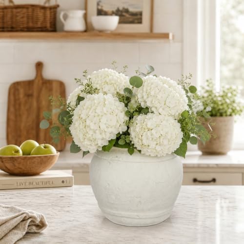 Briful Rustic Ceramic Farmhouse Vase, 5.9" Vintage Textured Pottery Jar