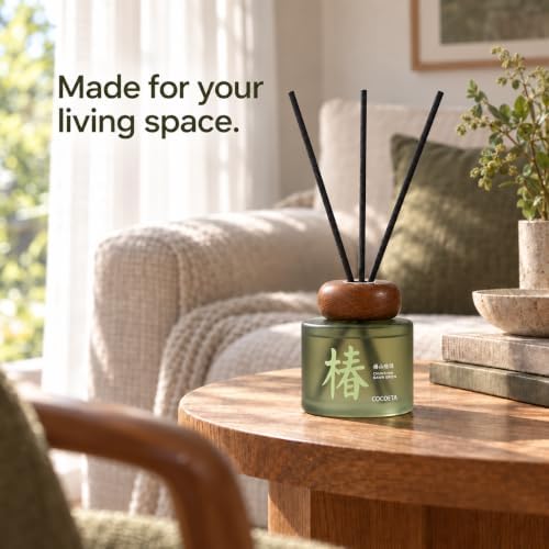 Dawn Camellia Grove Amalfi Lemon & Mint Reed Diffuser, 5.9 Fl Oz – Fresh Citrus Home Fragrance for Up to 90 Days - Reusable, Refillable Glass Holder - Includes 4 Natural Reed Sticks - Flame Free