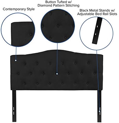 EMMA + OLIVER Black Full Tufted Headboard
