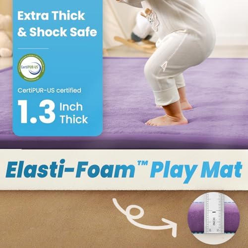 1.3" Thick Baby Play Mat for Floor,79x79 Large Memory Foam Tummy Time Mat