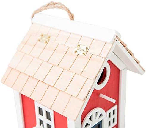 MEWANG Rustic Wooden Bird House for Outside - Hanging Colorful Bird Feeder Cottage, Unique Garden Decor Gift for Hummingbirds, Bluebirds & Wild Birds