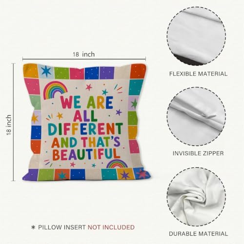 Retro Inspirational Rainbow Boy Girl Nursery Throw Pillow Cover 18x18