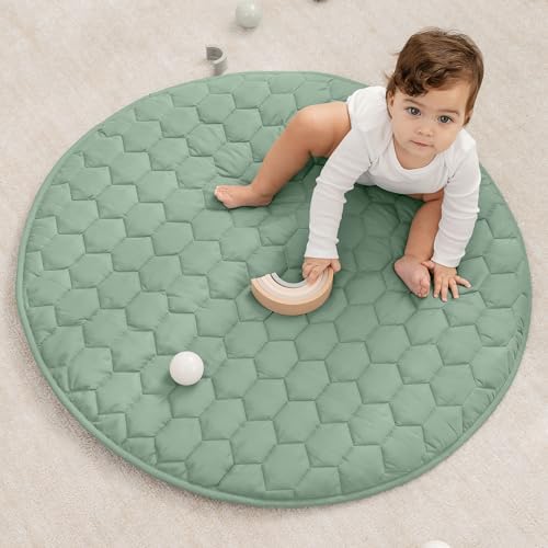 Comfy Cubs Round Kids Play Mat Small 36in Baby Floor Mat - Fern