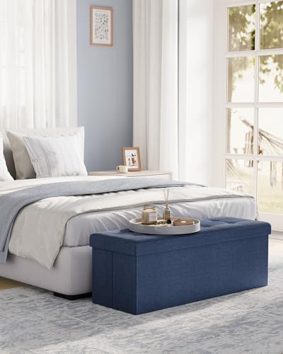 SONGMICS 43.3 Inches Folding Storage Ottoman Bench, Load 660 lb