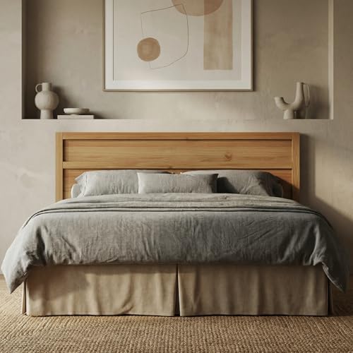 ComfIQ Serene Wood Panel Headboard with Clean-Line Design, King, Pine