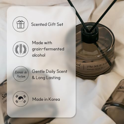 COCODOR The NUE Black Edittion Reed Diffuser Set of 3/6.7oz Each Pack/Hay Mossy,Santal,Gaiac/Home Fragrance Diffuser, Oil Scent Diffuser for Bathroom Shelf Décor