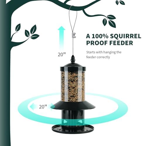 Squirrel-Proof Bird Feeder 360° Feeding Perch Tray for Outdoor Hanging