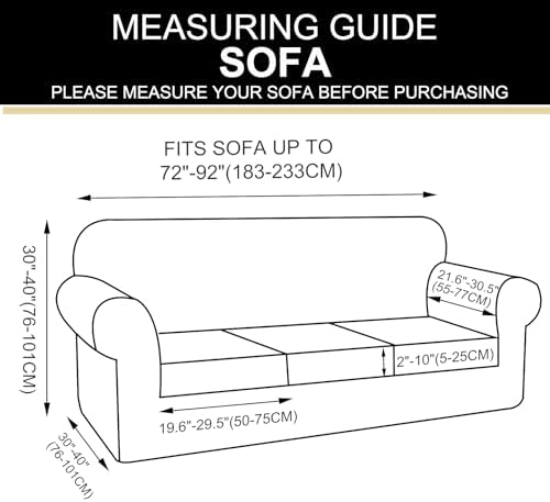 U-NICE HOME 4 Pieces Stretch Couch Cover Sofa Slipcover, Black