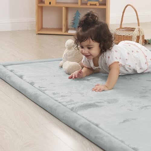 1.5" Thick Baby Play Mat for Floor,79x158 Large Memory Foam Tummy Time Mat