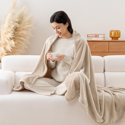 Luxury Fleece Warm Throw Blanket, Soft Lightweight Velvety Plush Throw for Couch and Bed, Cozy Comfy for All Seasons(Grain, 50×70 Inches)