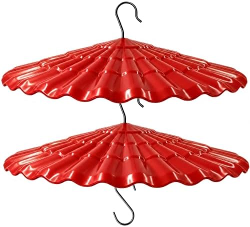 13.5'' Bird Feeder Rain Guard - Bright Dome Shield Umbrella Cover, Squirrel Proof Baffle for Outside Pole & Hanging Standard Wild Bird Feeders, Weatherproof Shatterproof Canopy.(2 Pack，RED