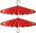13.5'' Bird Feeder Rain Guard - Bright Dome Shield Umbrella Cover, Squirrel Proof Baffle for Outside Pole & Hanging Standard Wild Bird Feeders, Weatherproof Shatterproof Canopy.(2 Pack，RED