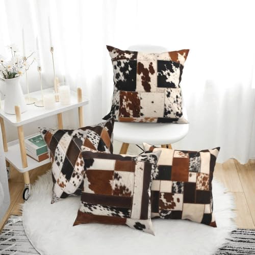 Cow Decorative Throw Pillow Covers 18x18 Inch Set of 4