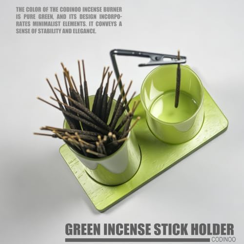 2 in 1 Incense Burner Holder for Sticks,Glass Incense Holder with Storage,Upside Down Incense Holder for Sticks with Glass Ash Catcher for Meditation Yoga Spa Room Home Decor[Completely Light Green]