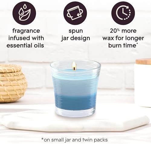 Glade 1-Wick 2in1 Scented Candle Jar, Moonlit Walk & Wandering Stream, Air Freshener Infused with Essential Oils, 4.08 Oz, 3 Count