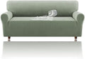 H.VERSAILTEX Jacquard Sofa Slipcover with Waterproof Seat Furniture Protector 1 Piece Stretch Sofa Covers with Elastic Bottom for Kids, Pets, Dog(Sofa L, Sea Grass)