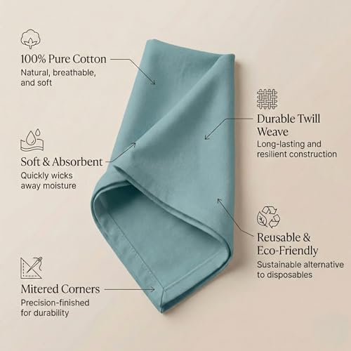 ACCENTHOME Accent Home 100% Cotton Napkins, Delicate Cloth Napkins for Dinners, Parties and Weddings，18 x 18 Inch Set of 12 - Blue