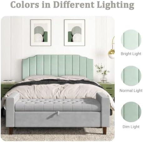 Befurtori King Size Headboard Only, Linen Wall Mount Headboard Sage Green