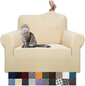 YEMYHOM Couch Cover Latest Jacquard Design High Stretch Sofa Chair Covers for Living Room, Pet Dog Cat Proof Armchair Slipcover Non Slip Magic Elastic Furniture Protector (Small, Beige)